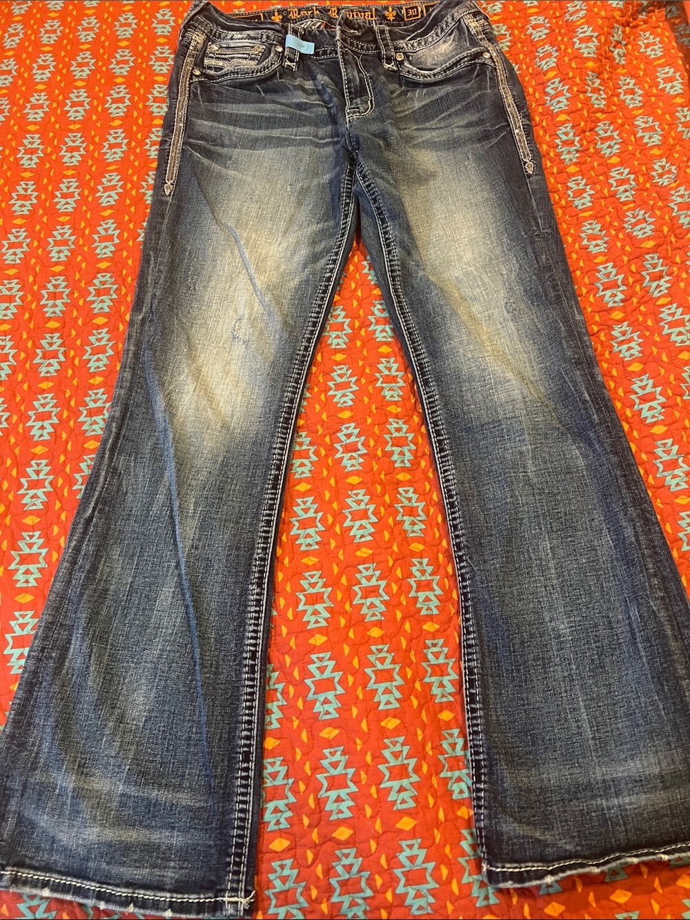 Rock Revival Faded Dark Blue Flare Jeans